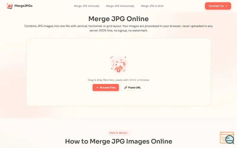Screenshot of MergeJPG Images Online