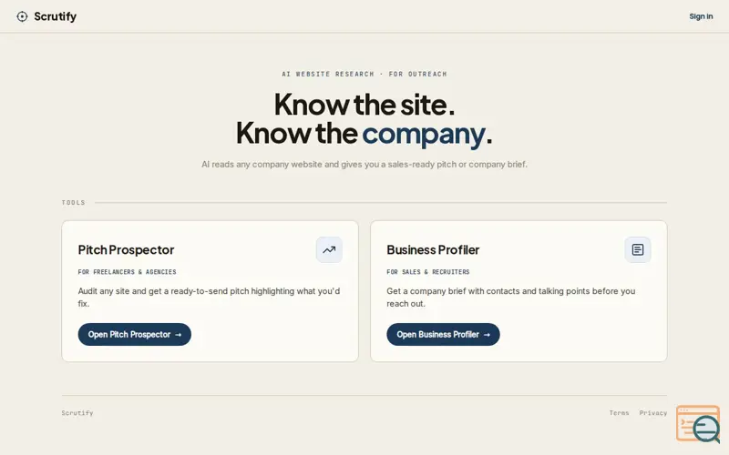 Screenshot of Scrutify