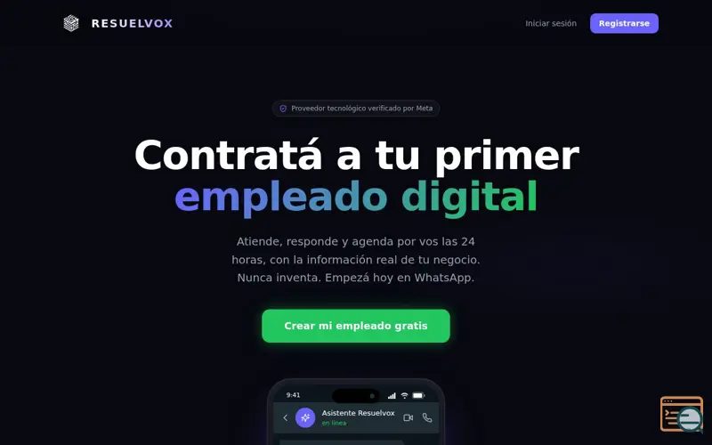 Screenshot of Resuelvox — Automatizá tus ventas por WhatsApp