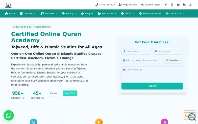 Screenshot of Learn Quran Online, a launch using Geolocation-DB