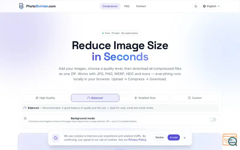 Screenshot of Photo Shrinker