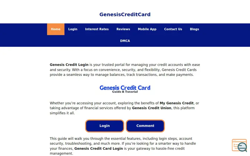 Screenshot of GenesisCreditCard