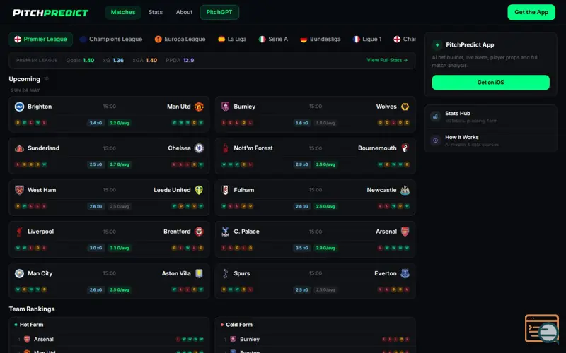 Screenshot of PitchPredict