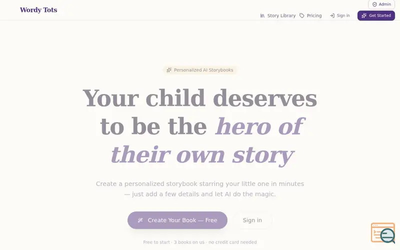 Screenshot of AI Storybooks Starring Your Little Hero