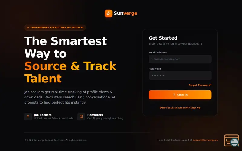 Screenshot of Sunverge Resume Vault