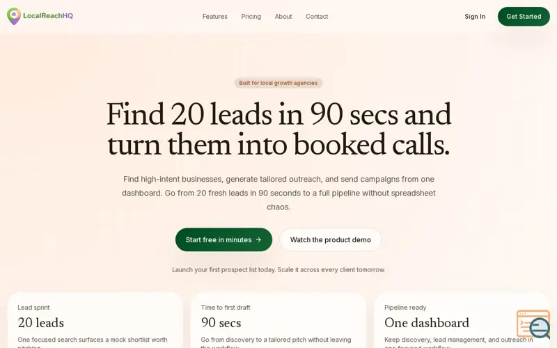 Screenshot of LocalReach
