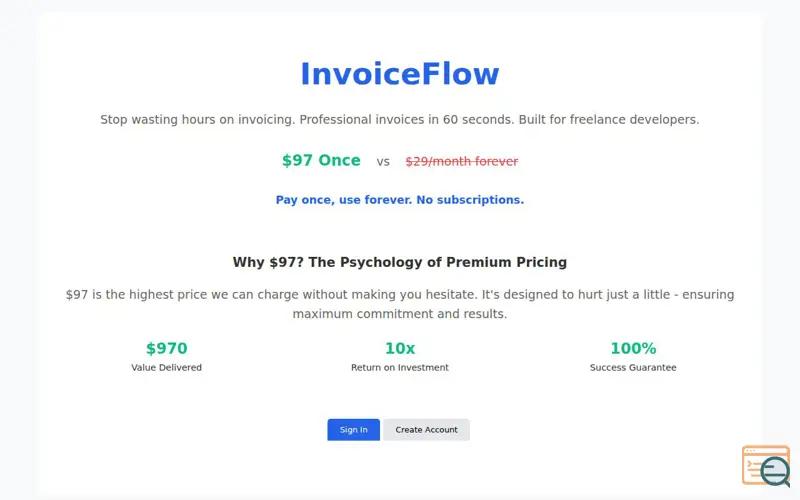 Screenshot of InvoiceFlow