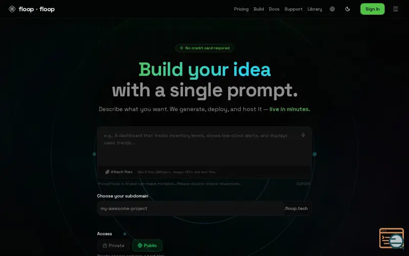 Screenshot of FloopFloop, a launch using DNSSmartHost