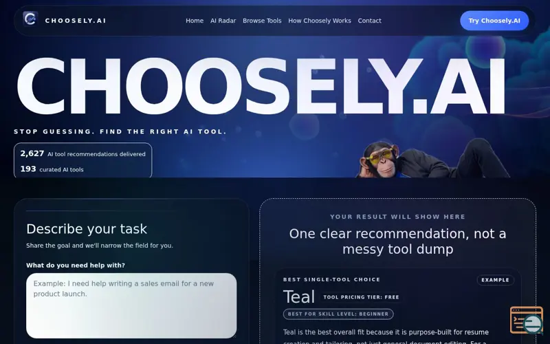Screenshot of Choosely.ai 