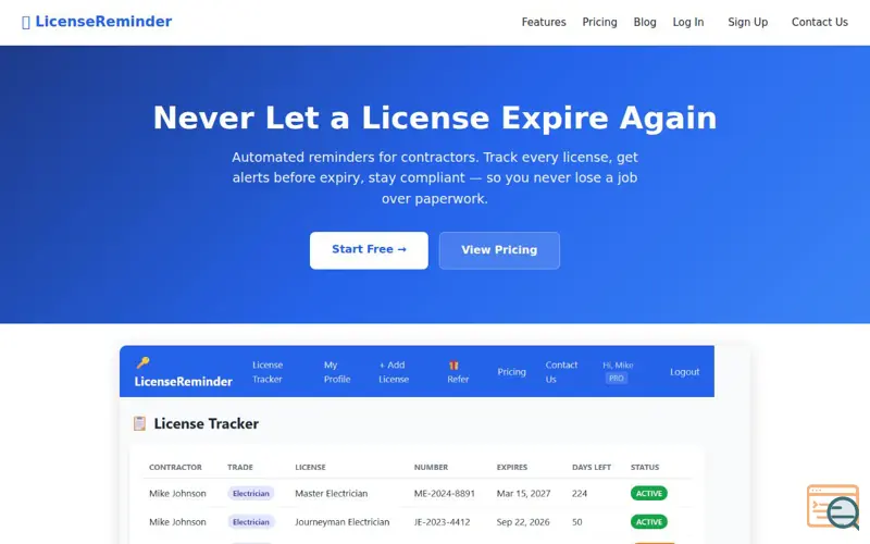 Screenshot of LicenseReminder – Never Let a License Expire Again