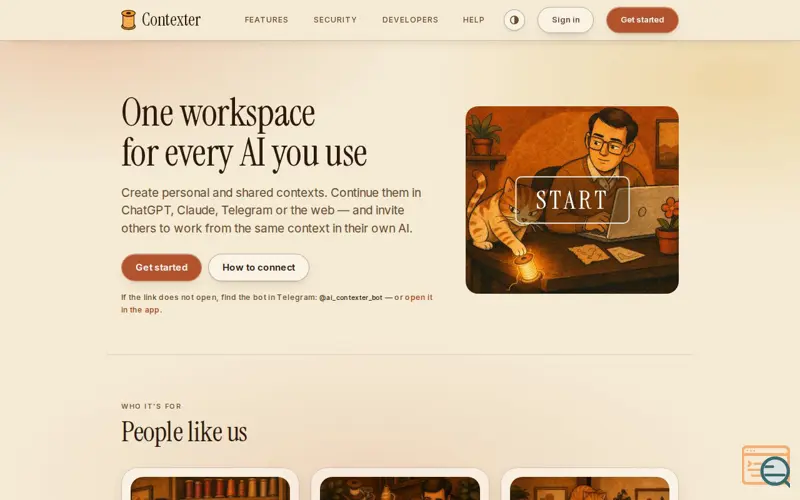 Screenshot of Contexter — one workspace for every AI you use