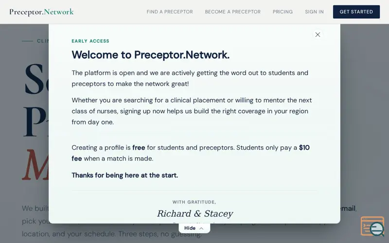 Screenshot of Preceptor.Network