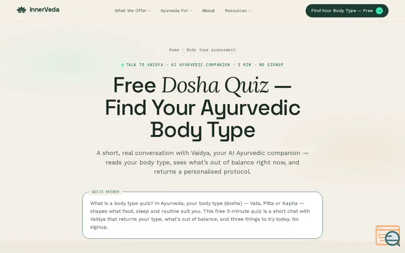 Screenshot of InnerVeda