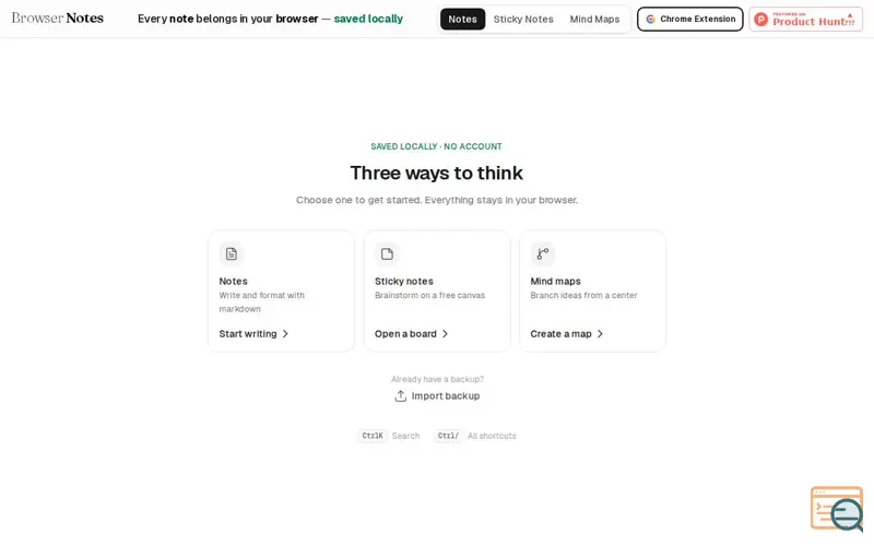Screenshot of Browser Notes