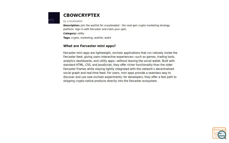 Screenshot of Farcaster Mini App, a launch using Farcaster Frames
