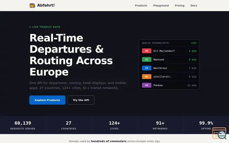 Screenshot of Abfahrt! Transit API