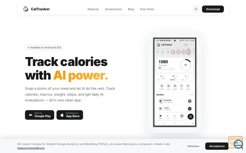 Screenshot of CalTracker
