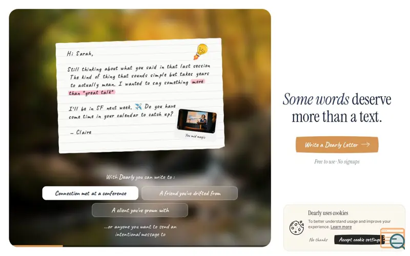 Screenshot of Dearly