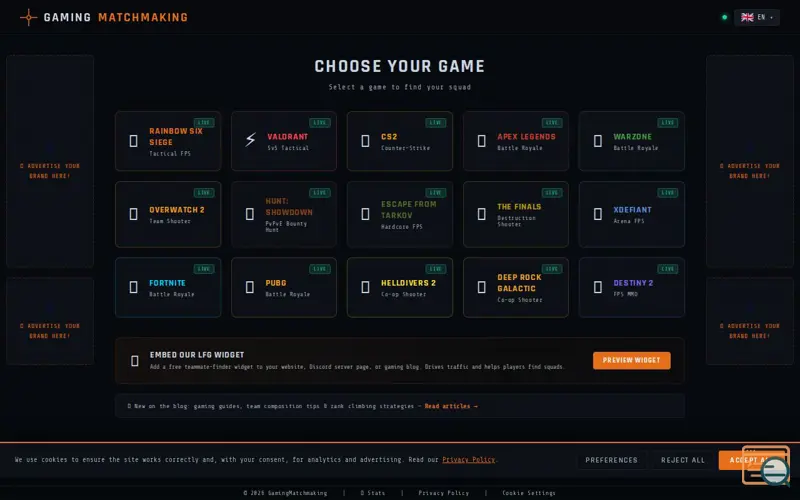 Screenshot of GamingMatchmaking
