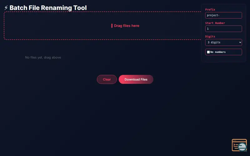 Screenshot of Batch File Renaming Tool