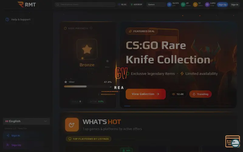Screenshot of RMT — P2P Gaming Marketplace