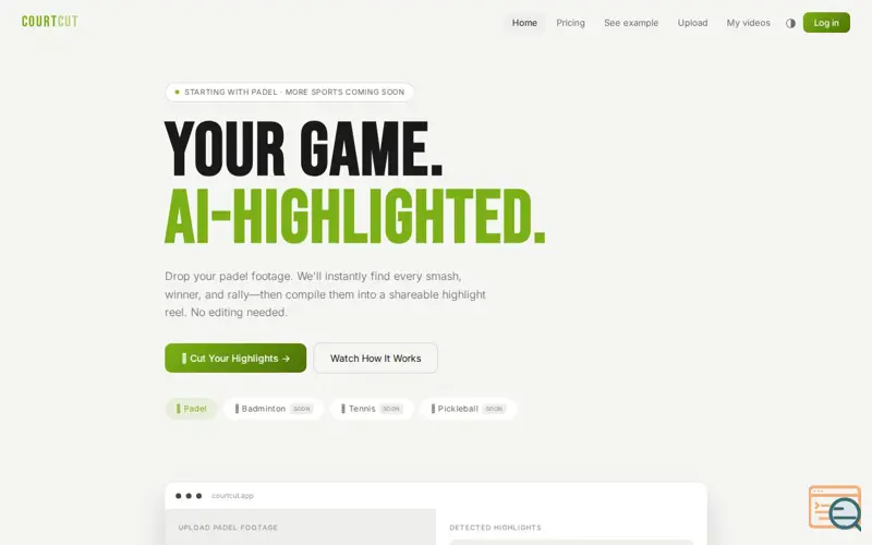 Screenshot of CourtCut