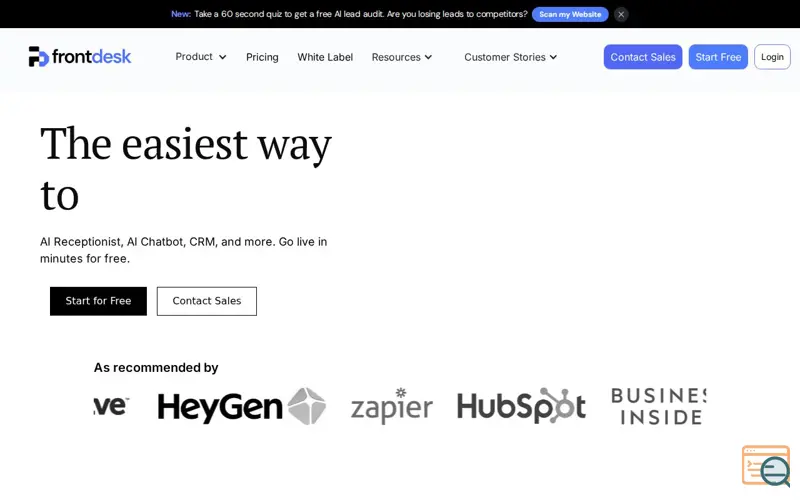 Screenshot of Frontdesk AI