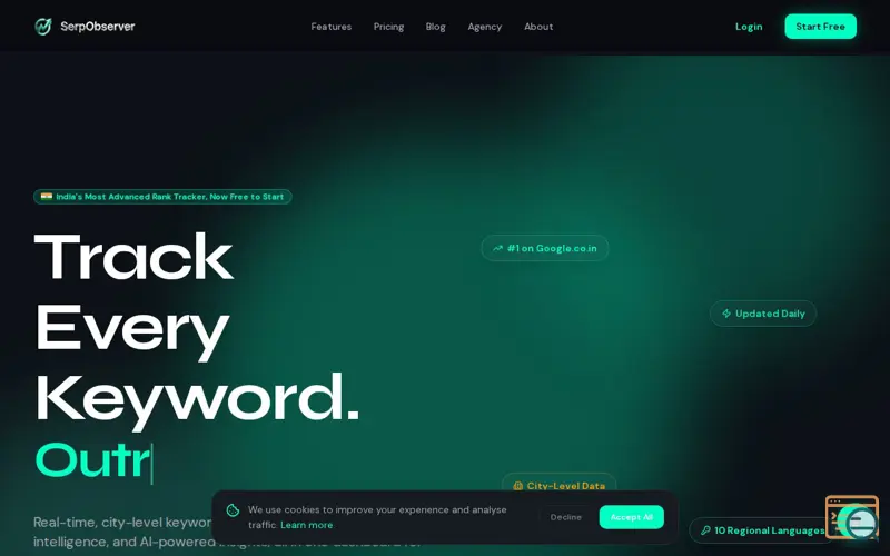 Screenshot of SerpObserver, a launch using Driver.js
