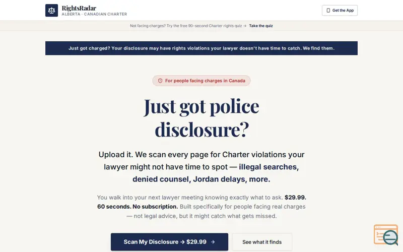 Screenshot of RightsRadar