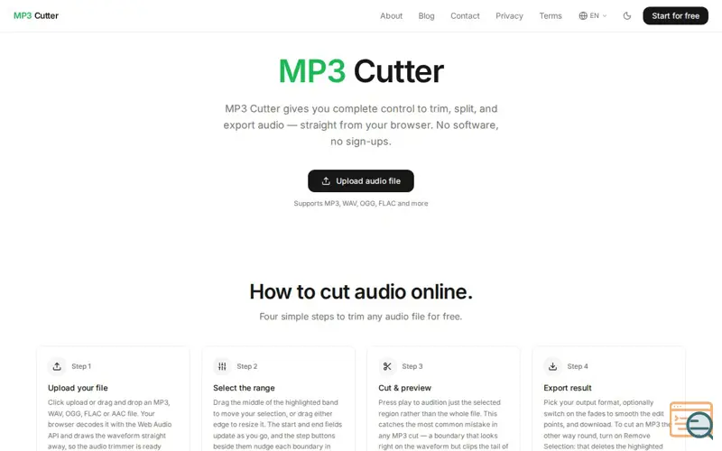 Screenshot of MP3 Cutter Online