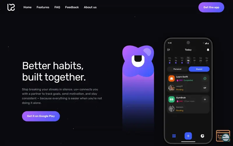 Screenshot of Us+ Habit Tracker — for Couples & Friends