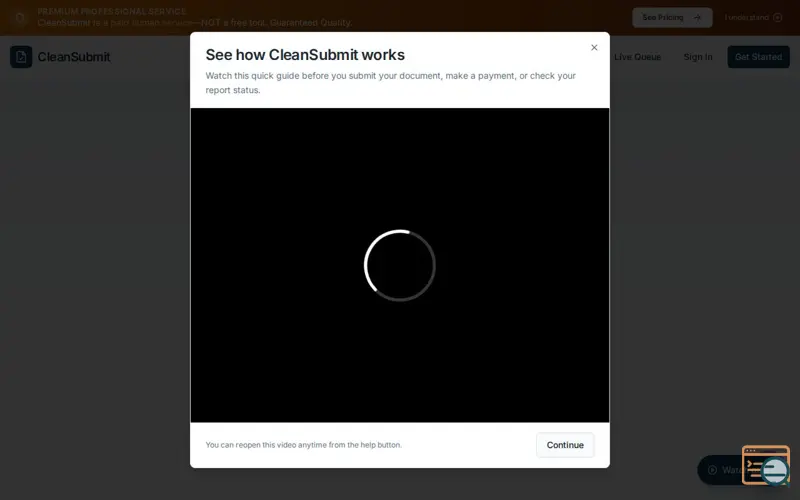 Screenshot of CleanSubmit