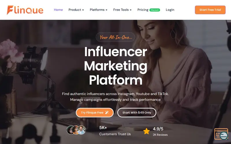 Screenshot of Influencer Marketing Platform