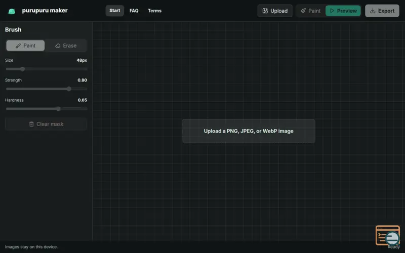Screenshot of purupuru maker, a launch using Vite