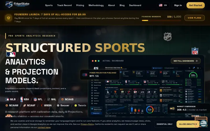 Screenshot of EdgeSlate Sports