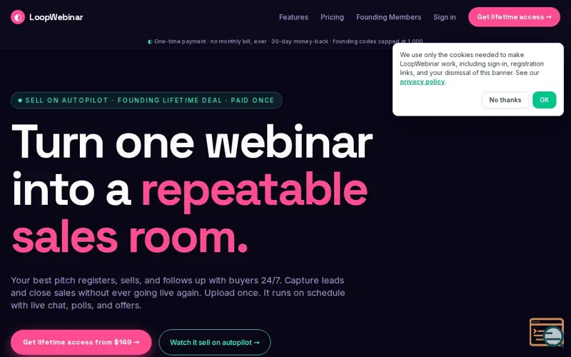 Screenshot of LoopWebinar