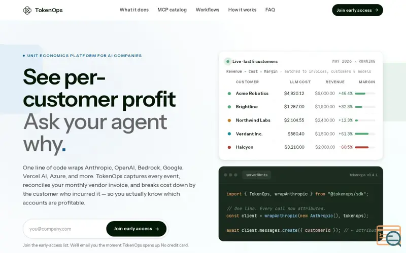 Screenshot of TokenOps by Lovie