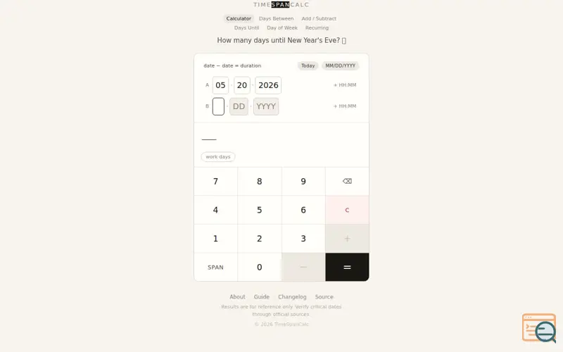 Screenshot of TimeSpanCalc