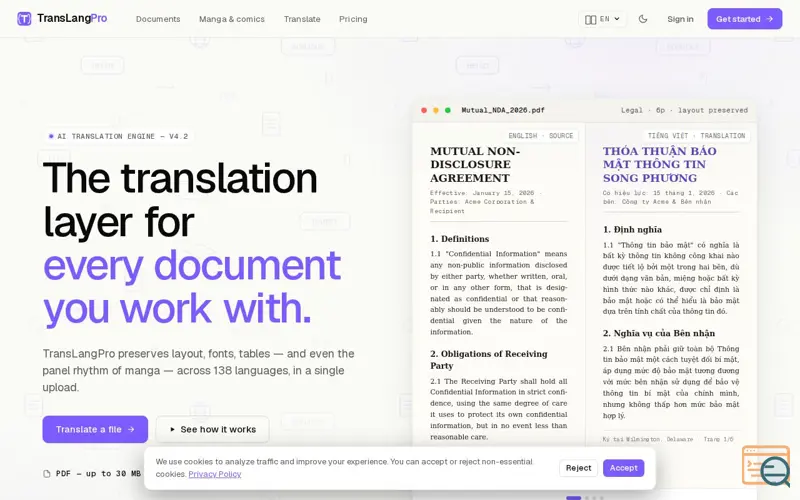 Screenshot of TransLangPro