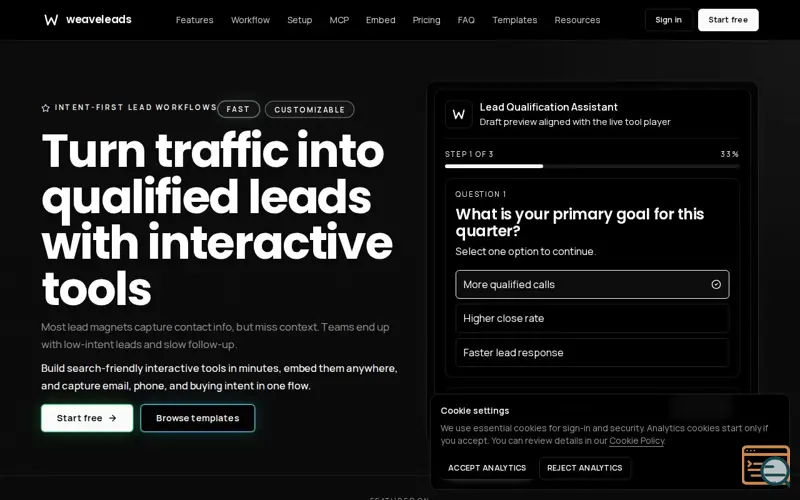 Screenshot of weaveleads
