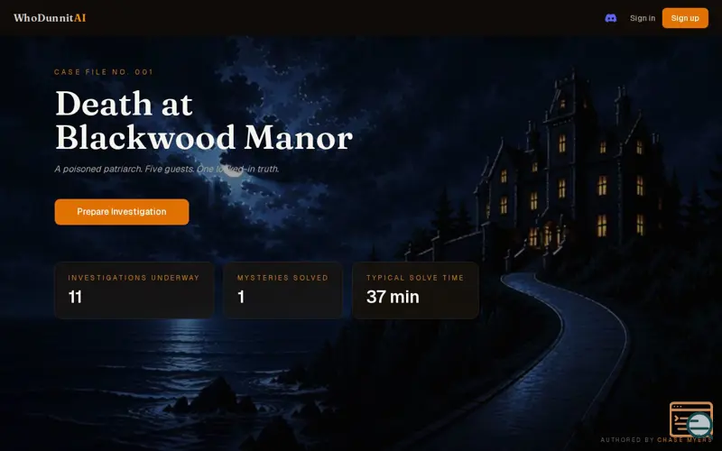 Screenshot of Whodunnitai