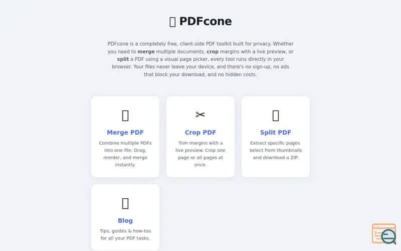 Screenshot of PDFcone