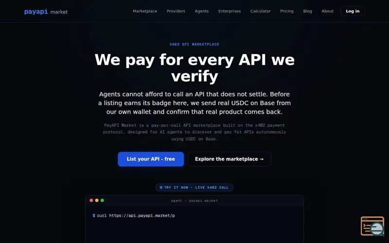 Screenshot of PayAPI Market