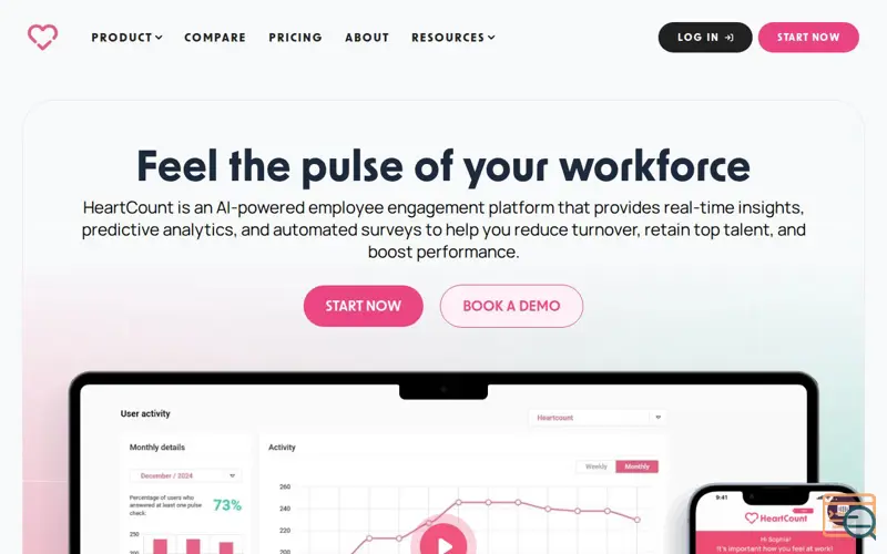Screenshot of HeartCount, a launch using Typeform