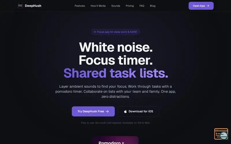 Screenshot of DeepHush