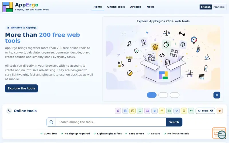 Screenshot of AppErgo