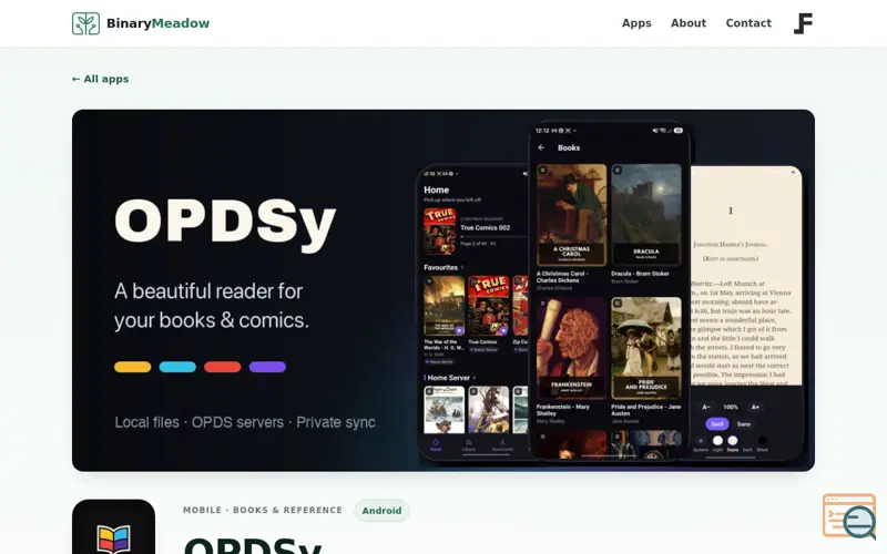 Screenshot of OPDSy