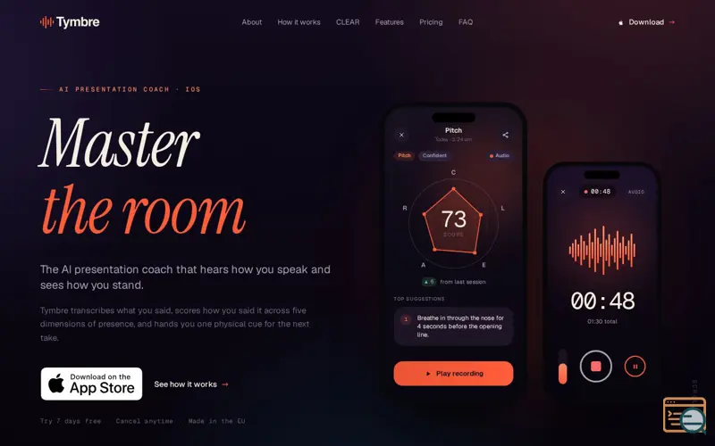 Screenshot of Tymbre · Master the room
