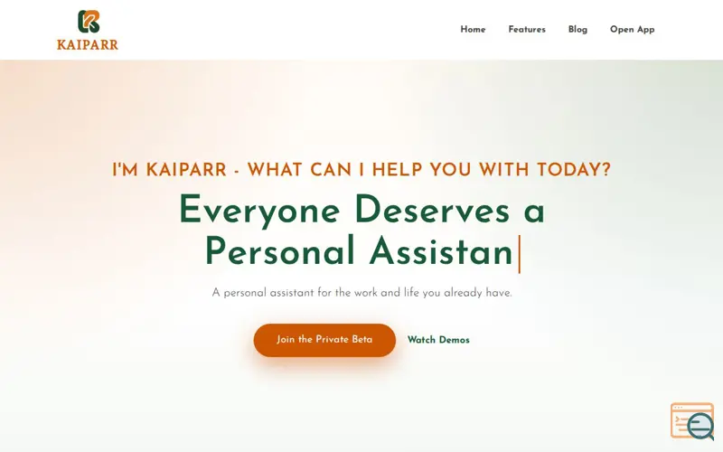 Screenshot of KAIPARR, a launch using Snipcart