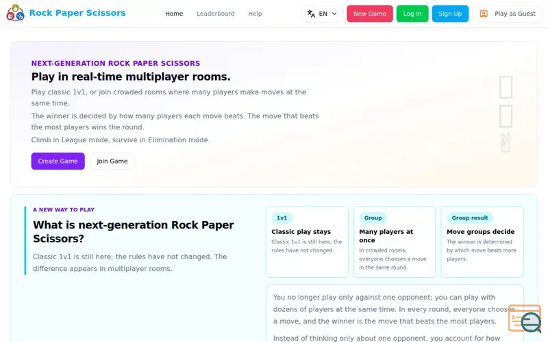 Screenshot of Rock Paper Scissors Club